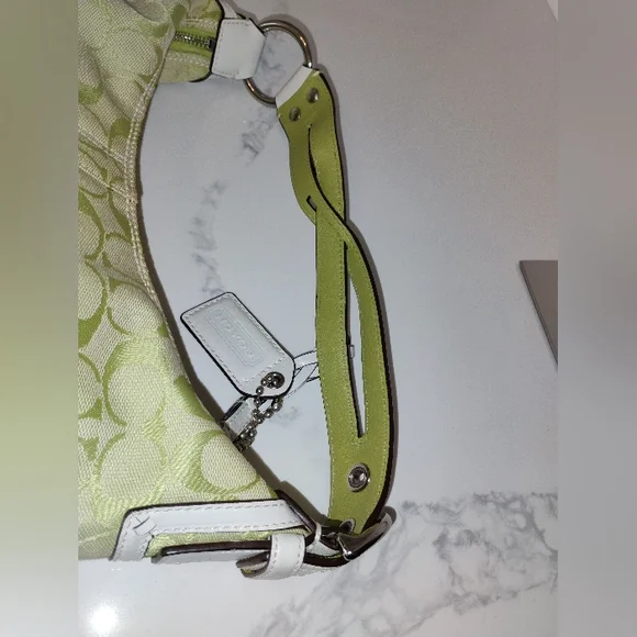 NEW Coach Signature Hobo Bag - Green/White - Picture 4 of 13